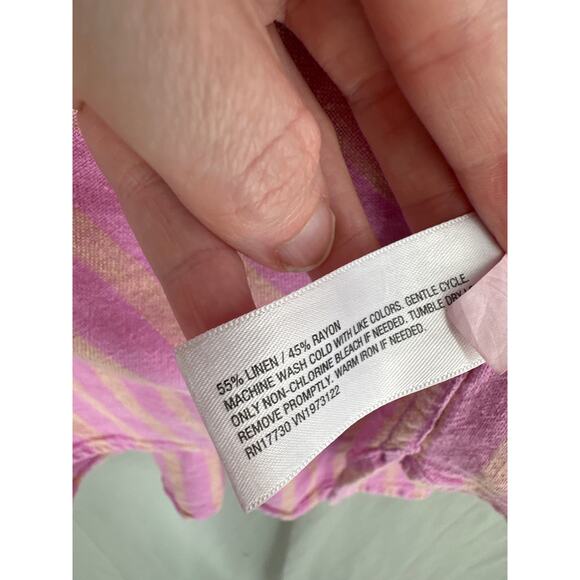 Universal Thread Top Womens XXL Pink Striped Shirt Button Linen Long Sleeve - Picture 4 of 8